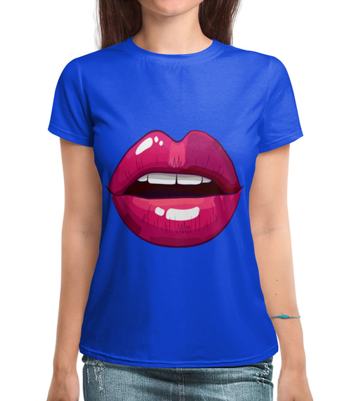 Заказать женскую футболку в Москве. Футболка с полной запечаткой (женская) Вишневые губы от THE_NISE  - готовые дизайны и нанесение принтов.