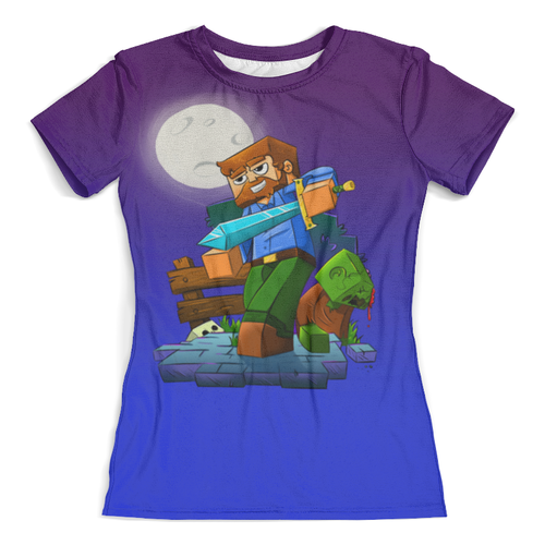 Заказать женскую футболку в Москве. Футболка с полной запечаткой (женская) Minecraft от balden - готовые дизайны и нанесение принтов.