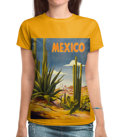 Заказать женскую футболку в Москве. Футболка с полной запечаткой (женская) Мексика от acidhouses - готовые дизайны и нанесение принтов.