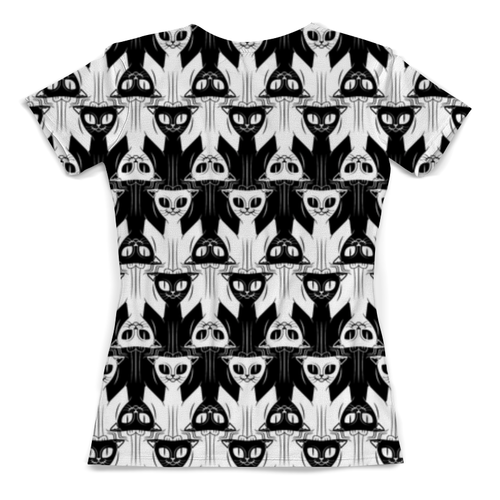 Заказать женскую футболку в Москве. Футболка с полной запечаткой (женская) Cats Black-White от balden - готовые дизайны и нанесение принтов.