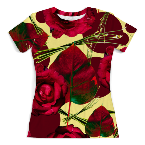 Заказать женскую футболку в Москве. Футболка с полной запечаткой (женская) красные розы от THE_NISE  - готовые дизайны и нанесение принтов.