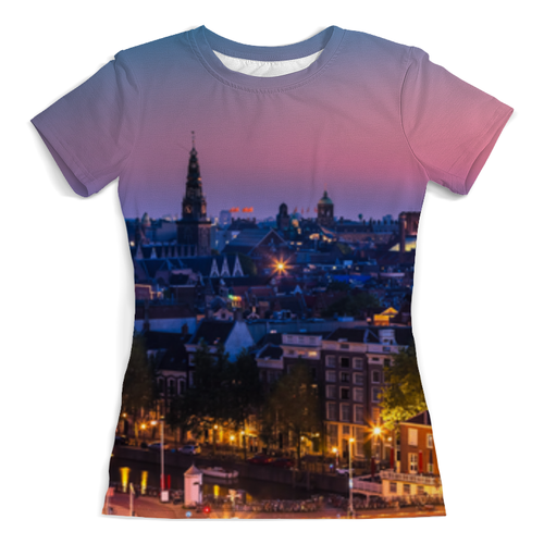 Заказать женскую футболку в Москве. Футболка с полной запечаткой (женская) Закат в Амстердаме от Fil6 - готовые дизайны и нанесение принтов.
