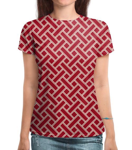 Заказать женскую футболку в Москве. Футболка с полной запечаткой (женская) Красный переплет от THE_NISE  - готовые дизайны и нанесение принтов.