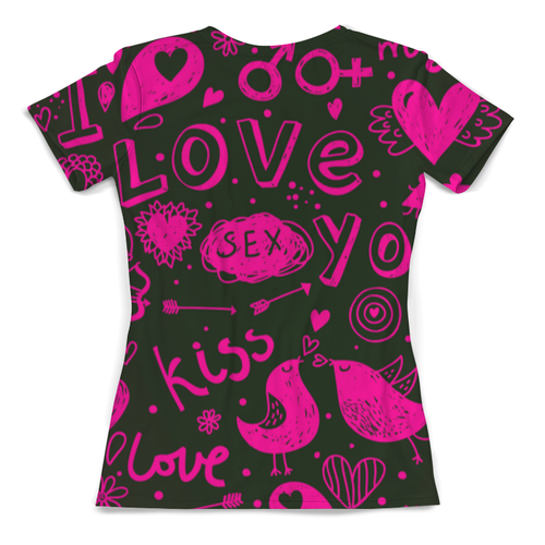 Заказать женскую футболку в Москве. Футболка с полной запечаткой (женская) Love Kiss от THE_NISE  - готовые дизайны и нанесение принтов.