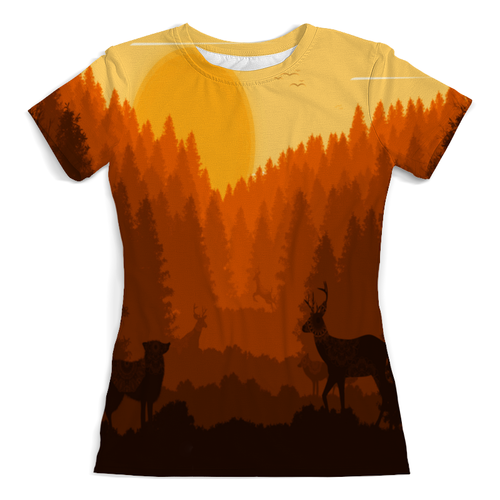 Заказать женскую футболку в Москве. Футболка с полной запечаткой (женская) Природа леса от THE_NISE  - готовые дизайны и нанесение принтов.