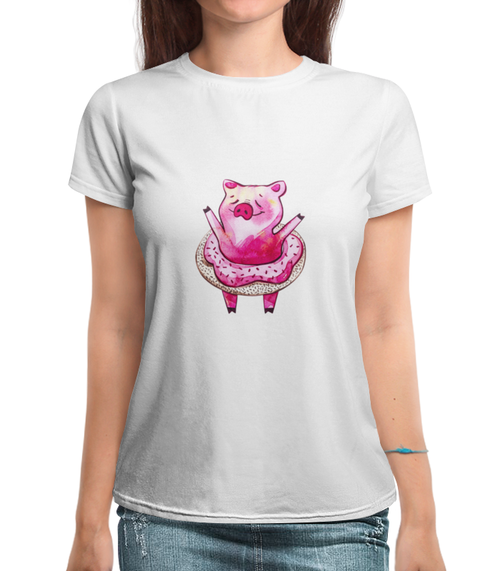 Заказать женскую футболку в Москве. Футболка с полной запечаткой (женская) свинка от THE_NISE  - готовые дизайны и нанесение принтов.