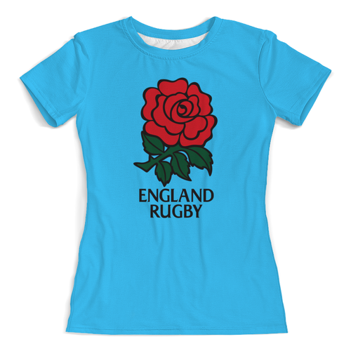Заказать женскую футболку в Москве. Футболка с полной запечаткой (женская) Англия регби от rugby - готовые дизайны и нанесение принтов.