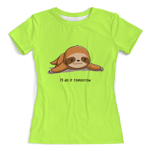 Заказать женскую футболку в Москве. Футболка с полной запечаткой (женская) Ленивец    от T-shirt print  - готовые дизайны и нанесение принтов.