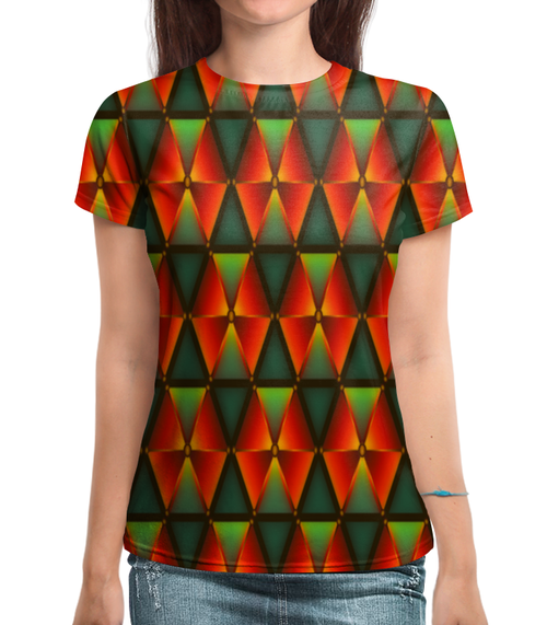 Заказать женскую футболку в Москве. Футболка с полной запечаткой (женская) similar triangles от Fonzo - готовые дизайны и нанесение принтов.