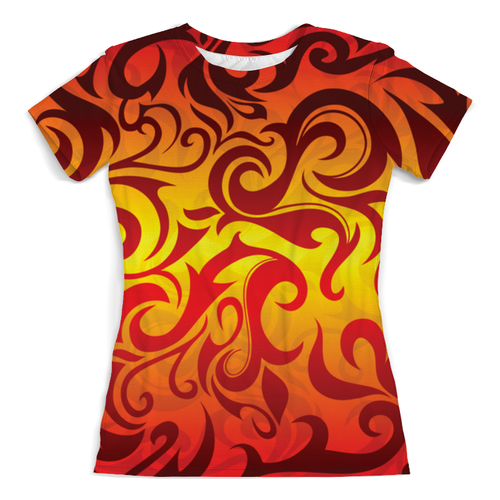Заказать женскую футболку в Москве. Футболка с полной запечаткой (женская) Пламя  от Niq=D - готовые дизайны и нанесение принтов.