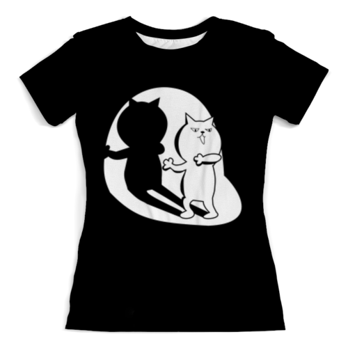 Заказать женскую футболку в Москве. Футболка с полной запечаткой (женская) Кот и тень от weeert - готовые дизайны и нанесение принтов.