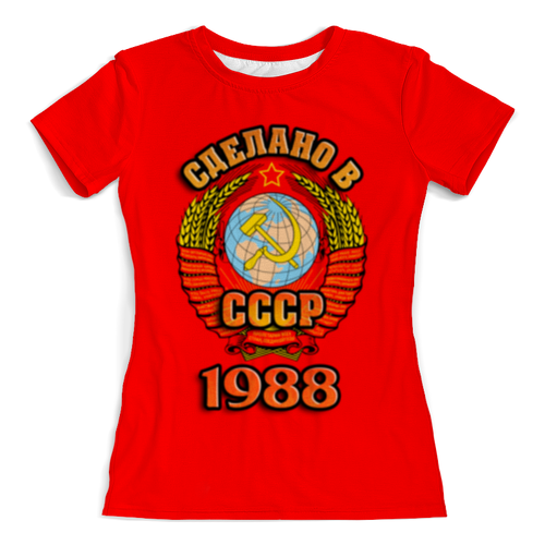 Заказать женскую футболку в Москве. Футболка с полной запечаткой (женская) Сделано в 1988 от weeert - готовые дизайны и нанесение принтов.