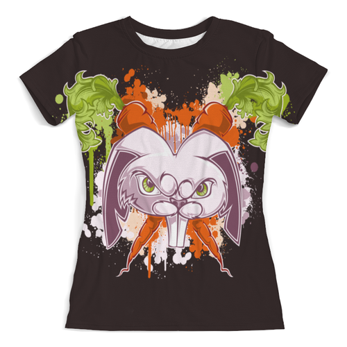 Заказать женскую футболку в Москве. Футболка с полной запечаткой (женская) Злой кролик от acidhouses - готовые дизайны и нанесение принтов.
