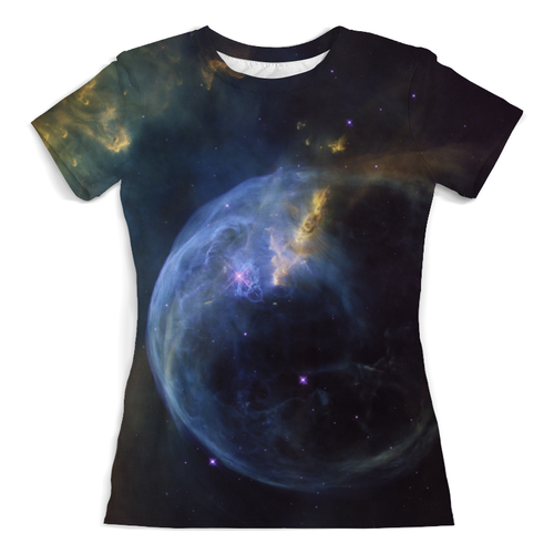 Заказать женскую футболку в Москве. Футболка с полной запечаткой (женская) The Bubble Nebula от The Spaceway  - готовые дизайны и нанесение принтов.