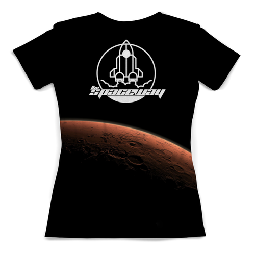 Заказать женскую футболку в Москве. Футболка с полной запечаткой (женская) Let's go to Mars! от The Spaceway  - готовые дизайны и нанесение принтов.