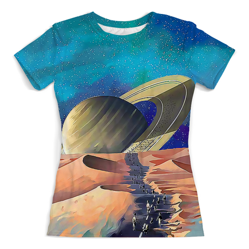 Заказать женскую футболку в Москве. Футболка с полной запечаткой (женская) Сатурн от T-shirt print  - готовые дизайны и нанесение принтов.