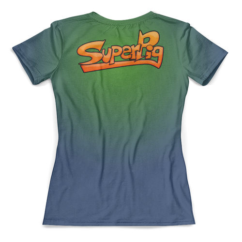 Заказать женскую футболку в Москве. Футболка с полной запечаткой (женская) SuperPig от balden - готовые дизайны и нанесение принтов.