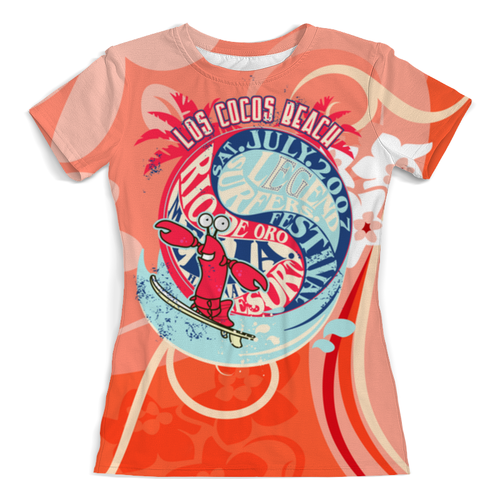 Заказать женскую футболку в Москве. Футболка с полной запечаткой (женская) Los Cocos Beach от balden - готовые дизайны и нанесение принтов.