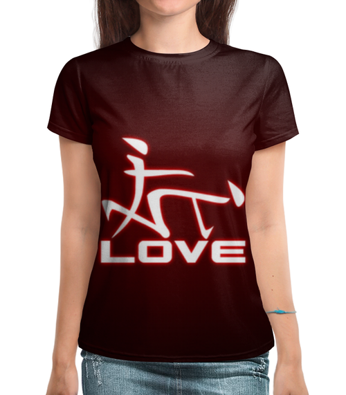Заказать женскую футболку в Москве. Футболка с полной запечаткой (женская) Любовь. Love от Виктор Гришин - готовые дизайны и нанесение принтов.