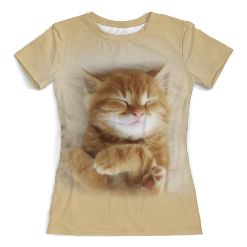 Заказать женскую футболку в Москве. Футболка с полной запечаткой (женская) Рыжий котенок от weeert - готовые дизайны и нанесение принтов.