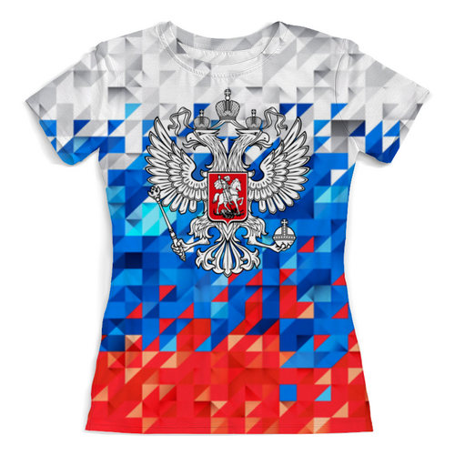 Заказать женскую футболку в Москве. Футболка с полной запечаткой (женская) Герб России от THE_NISE  - готовые дизайны и нанесение принтов.