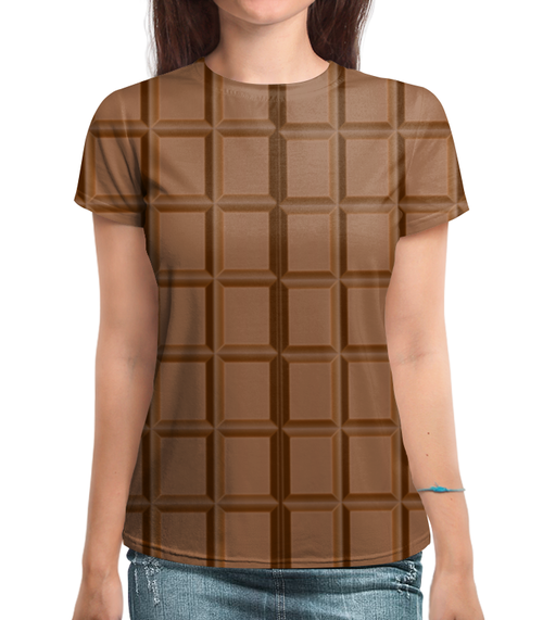 Заказать женскую футболку в Москве. Футболка с полной запечаткой (женская) Шоколадка от solntse - готовые дизайны и нанесение принтов.