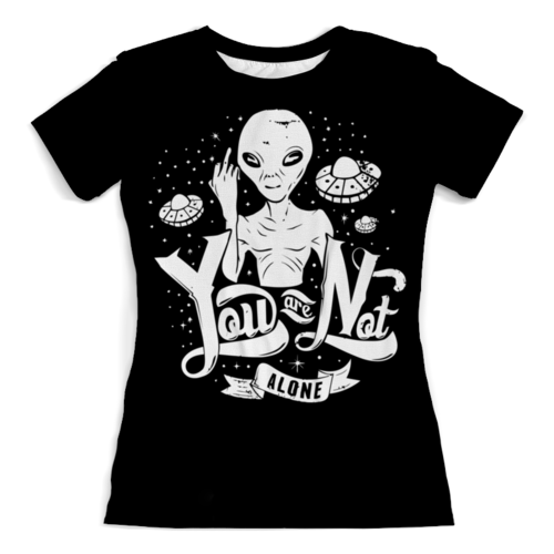 Заказать женскую футболку в Москве. Футболка с полной запечаткой (женская) Пришелец (alien) от trugift - готовые дизайны и нанесение принтов.