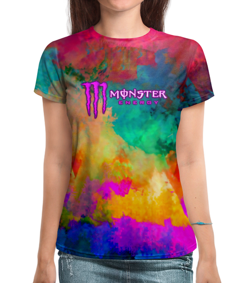 Заказать женскую футболку в Москве. Футболка с полной запечаткой (женская) Monster Energy от THE_NISE  - готовые дизайны и нанесение принтов.