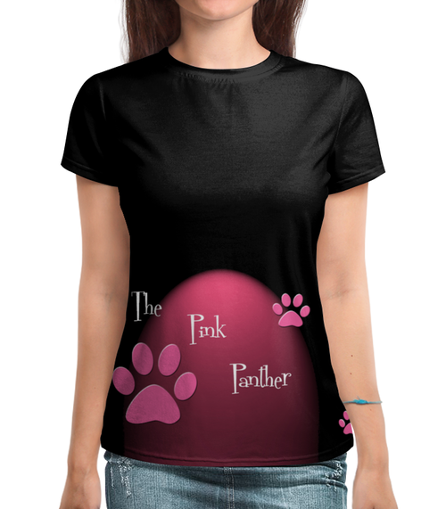Заказать женскую футболку в Москве. Футболка с полной запечаткой (женская) The pink Panther  от ПРИНТЫ ПЕЧАТЬ  - готовые дизайны и нанесение принтов.