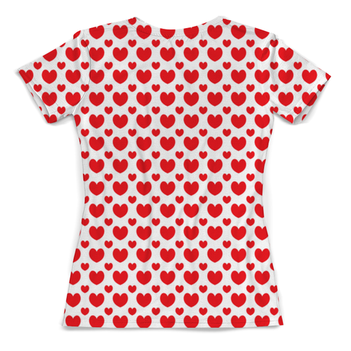 Заказать женскую футболку в Москве. Футболка с полной запечаткой (женская) Красные сердечки от THE_NISE  - готовые дизайны и нанесение принтов.