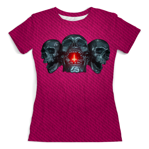 Заказать женскую футболку в Москве. Футболка с полной запечаткой (женская) IronSkull от balden - готовые дизайны и нанесение принтов.