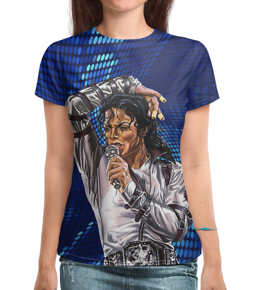 Заказать женскую футболку в Москве. Футболка с полной запечаткой (женская) Michael Jackson от balden - готовые дизайны и нанесение принтов.