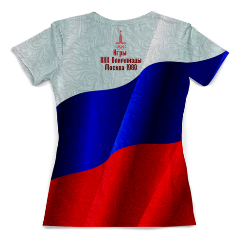 Заказать женскую футболку в Москве. Футболка с полной запечаткой (женская) Олимпийский Мишка 1980 от balden - готовые дизайны и нанесение принтов.