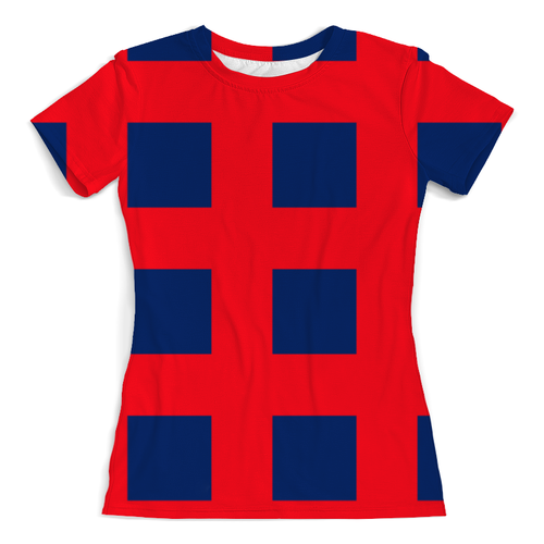 Заказать женскую футболку в Москве. Футболка с полной запечаткой (женская) Синие квадраты от THE_NISE  - готовые дизайны и нанесение принтов.