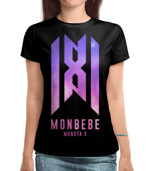Заказать женскую футболку в Москве. Футболка с полной запечаткой (женская) Monsta X от geekbox - готовые дизайны и нанесение принтов.