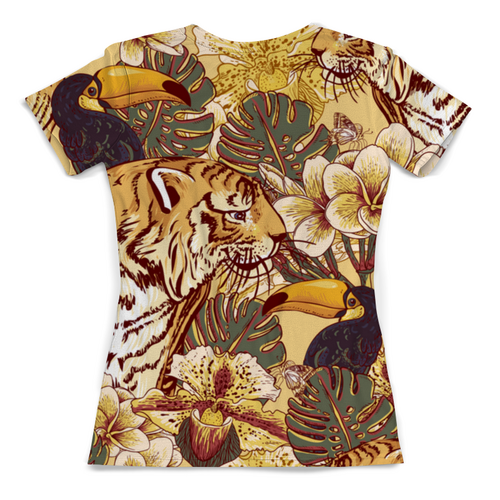 Заказать женскую футболку в Москве. Футболка с полной запечаткой (женская) Тигр в джунглях от etno-c@yandex.ru - готовые дизайны и нанесение принтов.