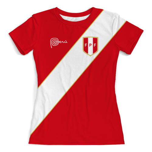 Заказать женскую футболку в Москве. Футболка с полной запечаткой (женская) Сборная Перу от geekbox - готовые дизайны и нанесение принтов.