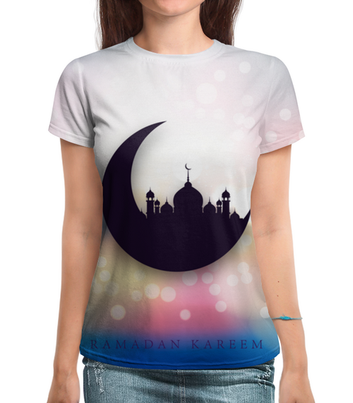 Заказать женскую футболку в Москве. Футболка с полной запечаткой (женская) Ramadan от THE_NISE  - готовые дизайны и нанесение принтов.
