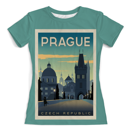 Заказать женскую футболку в Москве. Футболка с полной запечаткой (женская) Прага от acidhouses - готовые дизайны и нанесение принтов.