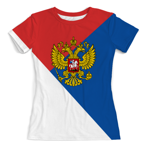 Заказать женскую футболку в Москве. Футболка с полной запечаткой (женская)   Герб России от THE_NISE  - готовые дизайны и нанесение принтов.