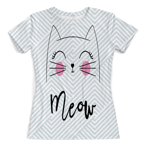 Заказать женскую футболку в Москве. Футболка с полной запечаткой (женская) Кошка мяу от denis01001 - готовые дизайны и нанесение принтов.