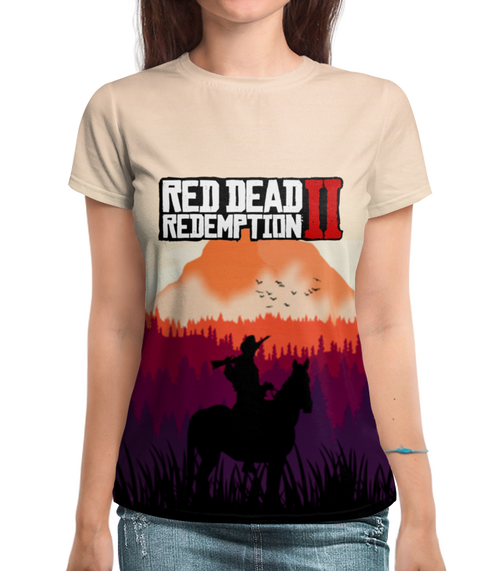 Заказать женскую футболку в Москве. Футболка с полной запечаткой (женская) Red Dead Redemption от THE_NISE  - готовые дизайны и нанесение принтов.