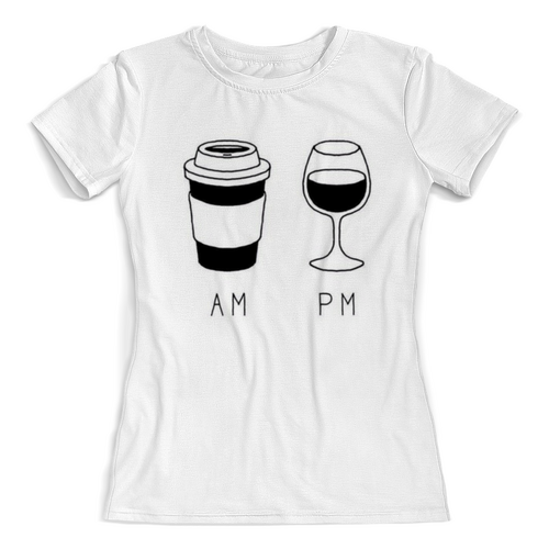Заказать женскую футболку в Москве. Футболка с полной запечаткой (женская) Вино и кофе от Re  Tyan - готовые дизайны и нанесение принтов.