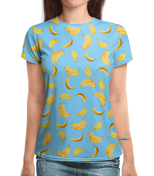 Заказать женскую футболку в Москве. Футболка с полной запечаткой (женская) Бананы от valezar - готовые дизайны и нанесение принтов.