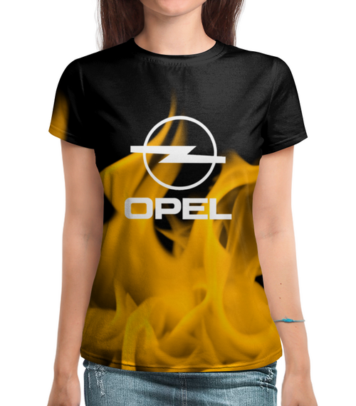Заказать женскую футболку в Москве. Футболка с полной запечаткой (женская) Авто Opel от THE_NISE  - готовые дизайны и нанесение принтов.