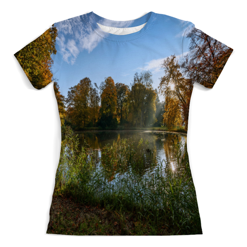 Заказать женскую футболку в Москве. Футболка с полной запечаткой (женская) Деревья у озера от THE_NISE  - готовые дизайны и нанесение принтов.