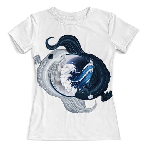 Заказать женскую футболку в Москве. Футболка с полной запечаткой (женская) Рыбки Кои от galaxy secret - готовые дизайны и нанесение принтов.