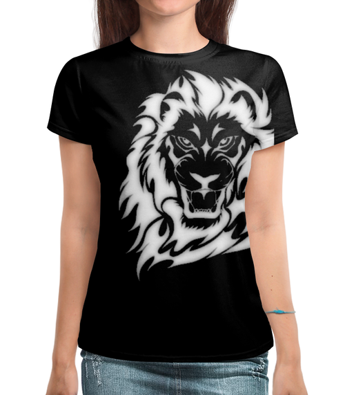 Заказать женскую футболку в Москве. Футболка с полной запечаткой (женская) Король лев от Lodbrok - готовые дизайны и нанесение принтов.