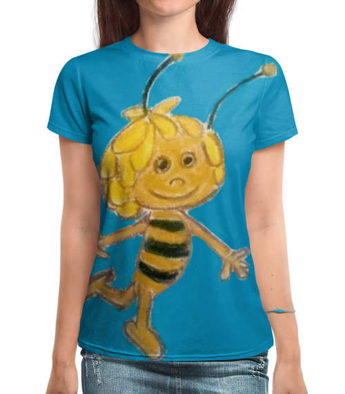 Заказать женскую футболку в Москве. Футболка с полной запечаткой (женская) Пчелка от mrs-snit@yandex.ru - готовые дизайны и нанесение принтов.