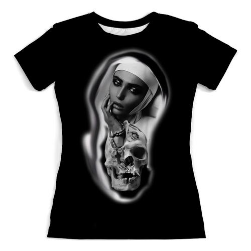 Заказать женскую футболку в Москве. Футболка с полной запечаткой (женская) Монашка от T-shirt print  - готовые дизайны и нанесение принтов.